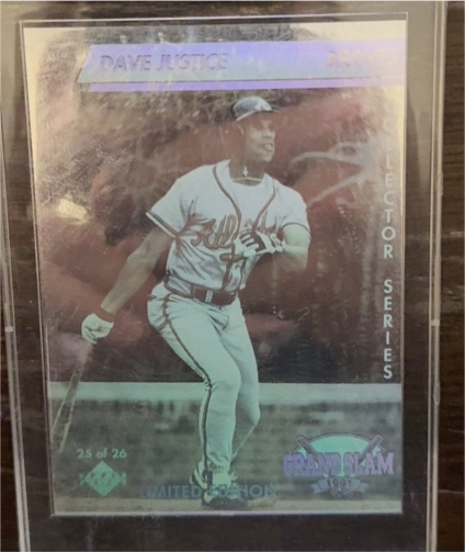 1991 Upper Deck Denny's Grand Slam Holograms #25 Dave Justice — front