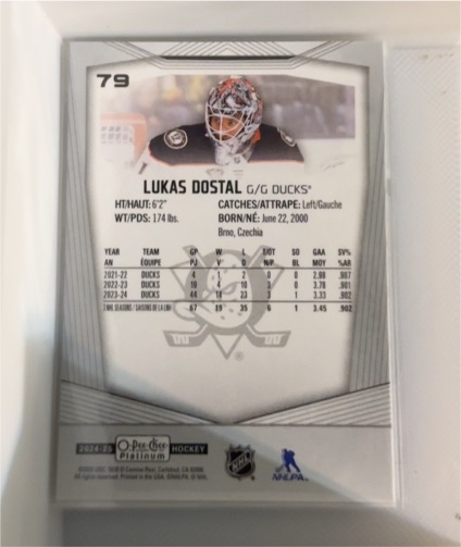 2024-25 O-Pee-Chee Platinum #79 Lukas Dostal — front