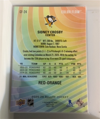 2025-26 Upper Deck Allure #CF-24 Sidney Crosby — front