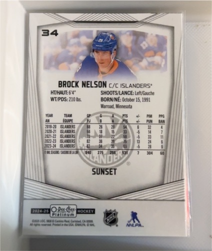 2024-25 O-Pee-Chee Platinum #21 Brock Nelson — front