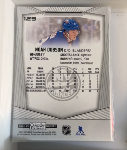2024-25 O-Pee-Chee Platinum #129 Noah Dobson — front