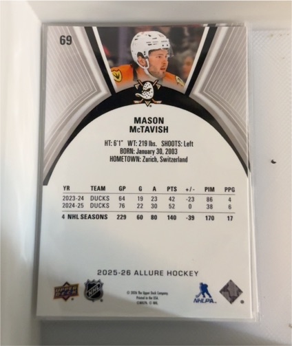 2025-26 Upper Deck Allure #69 Mason McTavish — front