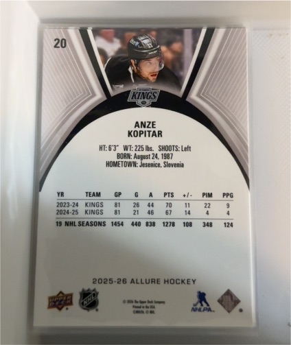 2025-26 Upper Deck Allure #20 Anze Kopitar — front