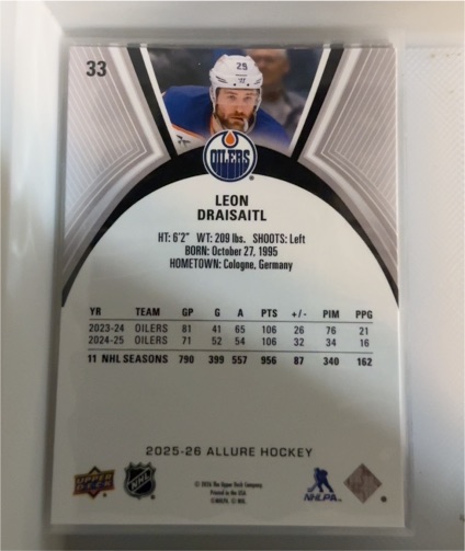 2025-26 Allure Hockey #33 Leon Draisaitl — front