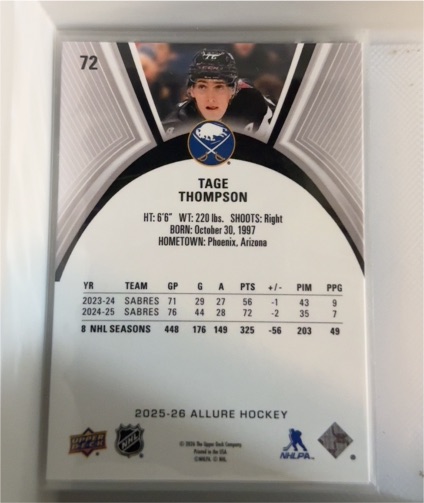 2025-26 Upper Deck Allure #72 Tage Thompson — front