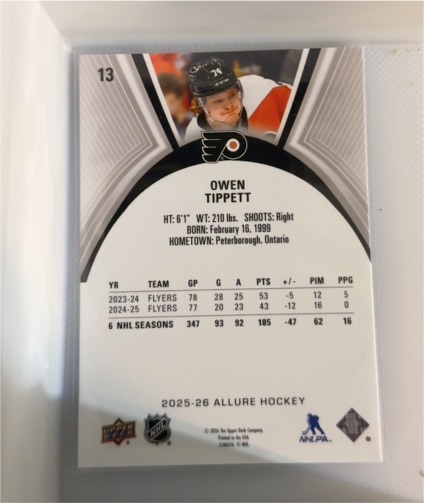 2025-26 Upper Deck Allure #137 Owen Tippett — front