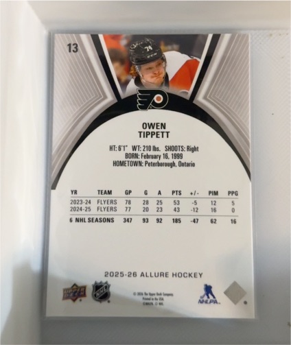 2025-26 Upper Deck MVP #137 Owen Tippett Philadelphia Flyers — front