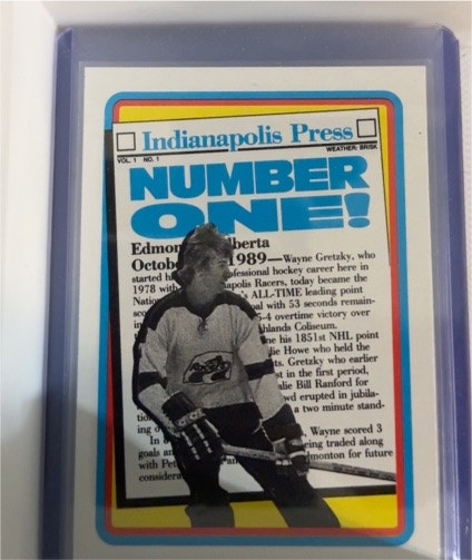 1990 Topps #1 Wayne Gretzky Indianapolis Press Number One — front