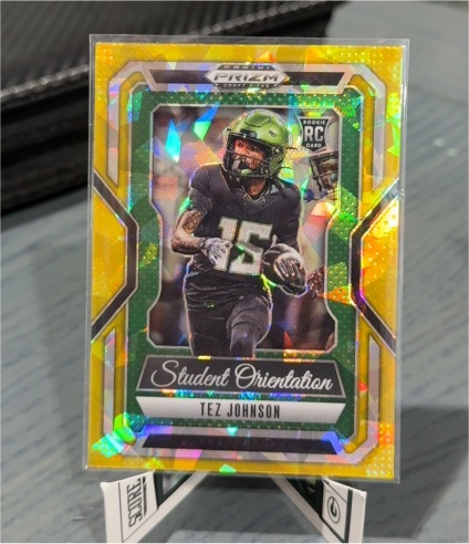 2025 Panini Prizm Draft Picks #22 Tez Johnson Student Orientation Gold Ice — front