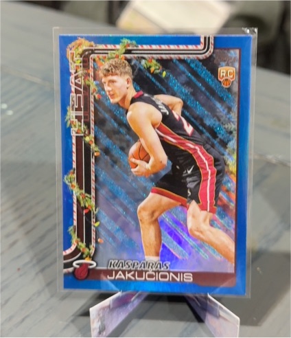 2025-26 Topps Holiday #H180 Kasparas Jakucionis Blue Metallic Glitter — front