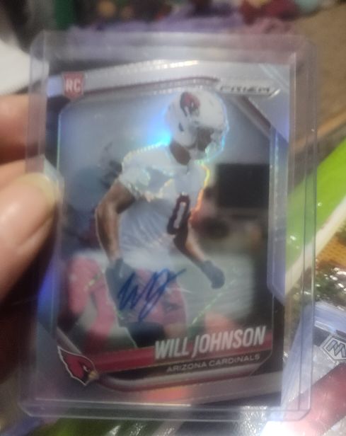 2025 Panini Prizm #370 Will Johnson Silver Prizm Auto RC — front