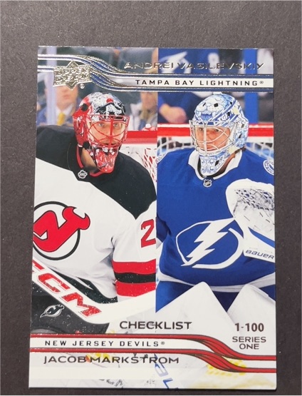 2025-26 Upper Deck Series 1 #199 Checklist Andrei Vasilevskiy / Jacob Markstrom — front