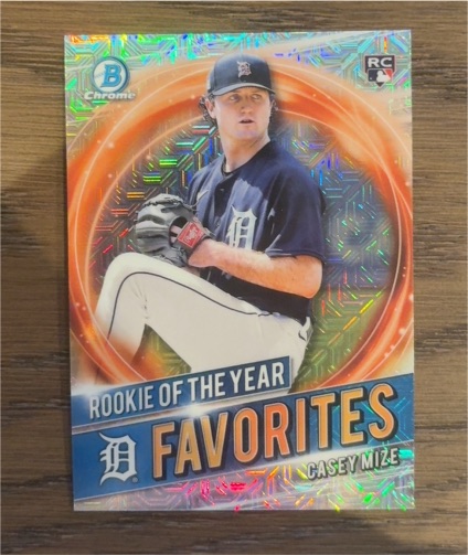 2021 Bowman Chrome #RRY-CM Casey Mize Rookie of the Year Favorites Mojo Refractor — front