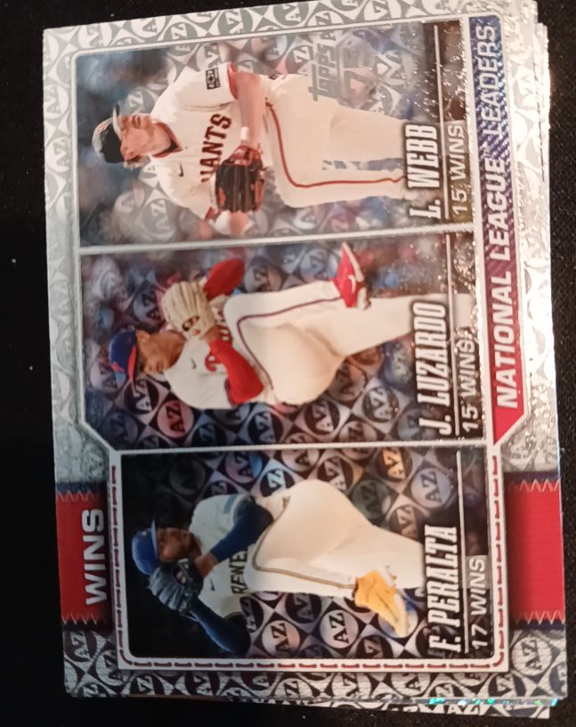 2026 Topps Series One #117 National League Wins Leaders Peralta Luzardo Webb — front