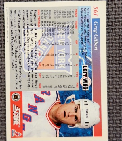 1991 Score #561 Greg Gilbert — front