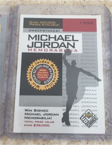 1998 Upper Deck UD Choice #SW1 Michael Jordan Memorabilia Sweepstakes — front