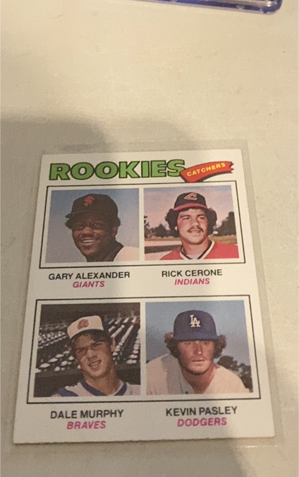 1977 Topps #476 Rookie Catchers Gary Alexander, Rick Cerone, Dale Murphy, Kevin Pasley — front