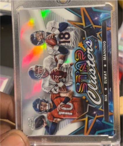 2024 Topps Chrome Cosmic #SCL-2 Bo Nix / John Elway / Peyton Manning Star Clusters — front