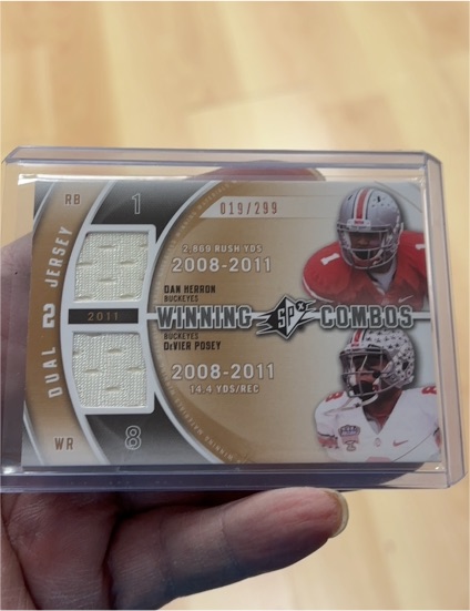 2011 SPx Winning Combos Dual Jerseys #WM2-1 Dan Herron/DeVier Posey — front