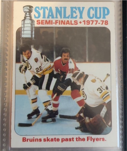 1978-79 Topps #263 Stanley Cup Semi-Finals Bruins Skate Past Flyers — front