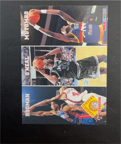 1993-94 NBA Hoops #284 Dennis Rodman / Shaquille O'Neal / Dikembe Mutombo — front