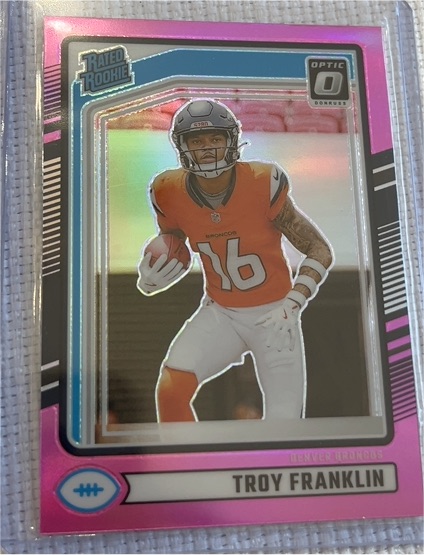 2024 Panini Donruss Optic #338 Troy Franklin Rated Rookie Optic Preview Pink Prizm — front