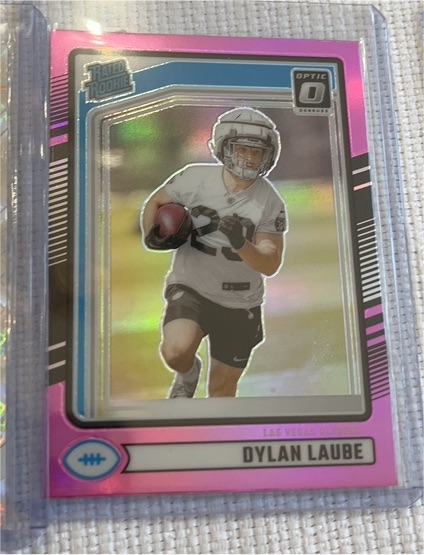 2024 Panini Donruss Rated Rookie Optic Preview Pink Prizm #372 Dylan Laube — front