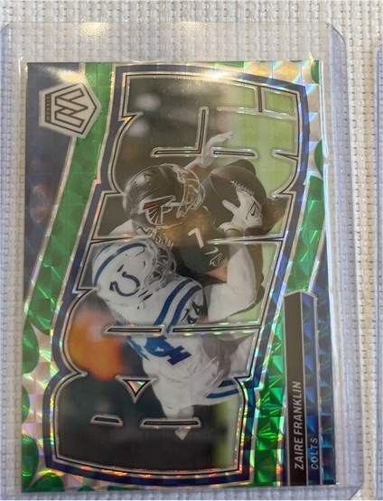 2024 Panini Mosaic #7 Zaire Franklin Bang! Green Mosaic Prizm — front
