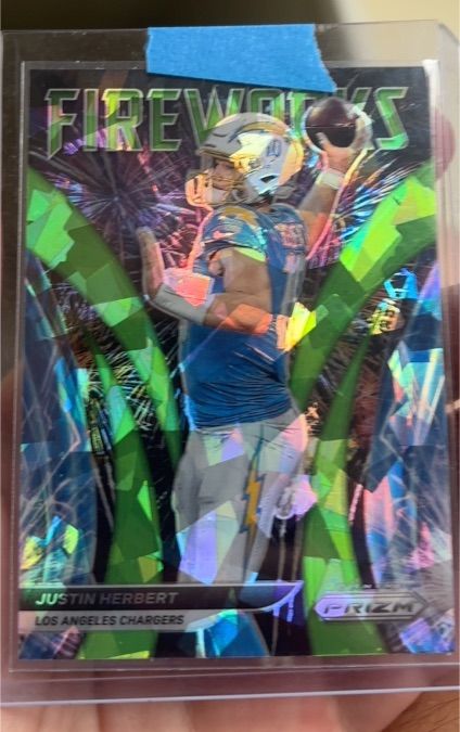 2022 Panini Prizm Fireworks #F-4 Justin Herbert — front