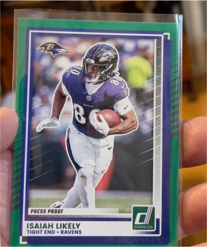 2025 Donruss #133 Isaiah Likely Press Proof Green — front
