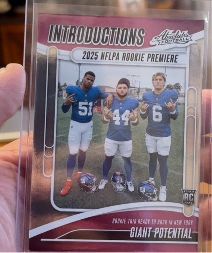 2025 Panini Absolute Introductions Giant Potential #I-CSO Jaxson Dart Cam Skattebo Abdul Carter — front