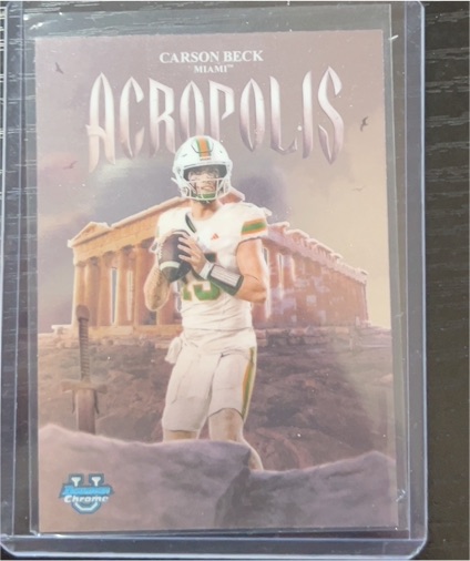 2025 Bowman Chrome U #A-6 Carson Beck Acropolis Miami Hurricanes — front