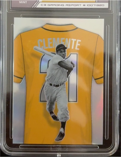 2025 Panini Crusade #13 Roberto Clemente Numbers Silver Prizm — front