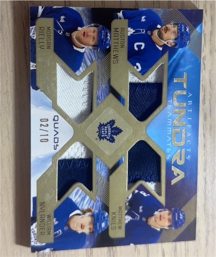 2023 Upper Deck Artifacts Tundra Teammates Quads #02/10 Auston Matthews Morgan Rielly William Nylander Matthew Knies — front