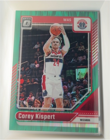 2024-25 Donruss Optic #183 Corey Kispert Green Shock Prizm Washington Wizards — front