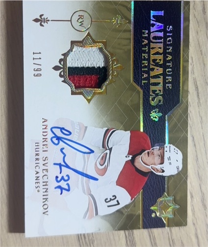 2018-19 Upper Deck Ultimate Collection Signature Laureates #SML-AS Andrei Svechnikov — front