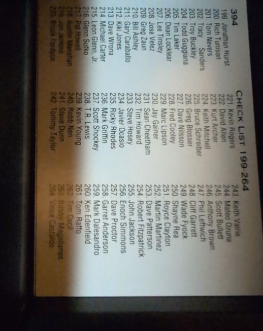 1991 Classic Best #394 Checklist — front