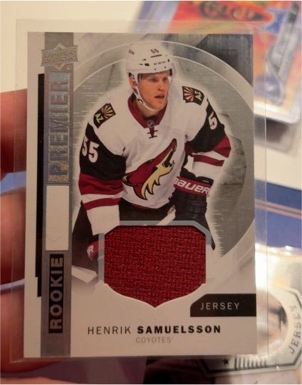 2015-16 Upper Deck Premier #R-24 Henrik Samuelsson Rookie Jersey — front