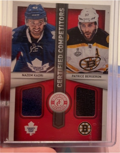 2013-14 Panini Totally Certified Competitors #CC-KB Nazem Kadri, Patrice Bergeron — front