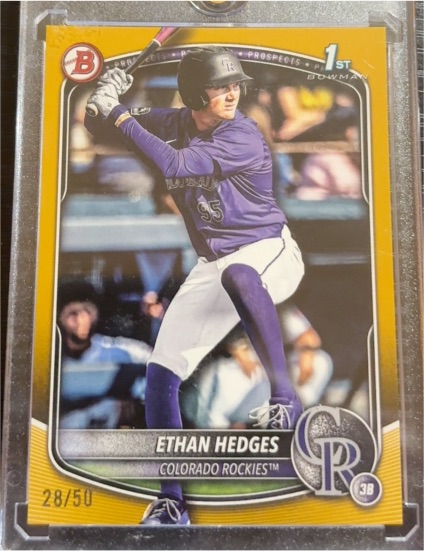 2025 Bowman Draft #BD-148 Ethan Hedges Yellow /50 Colorado Rockies — front