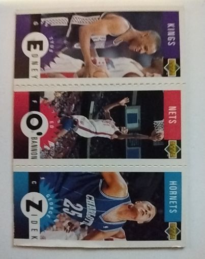1996-97 Upper Deck Collector's Choice Mini-Cards #M10 Tyus Edney / Ed O'Bannon / George Zidek — front