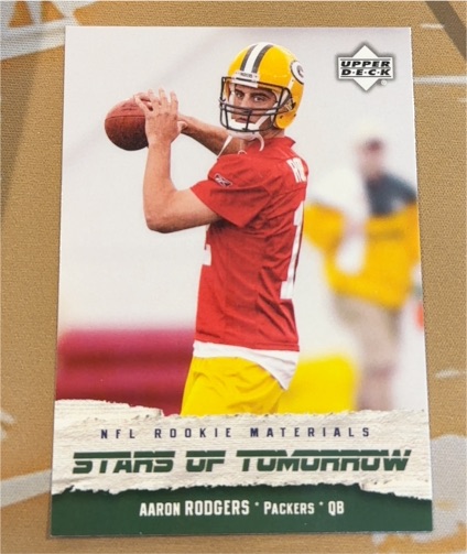 2005 Upper Deck Rookie Materials Stars of Tomorrow #ST-2 Aaron Rodgers — front