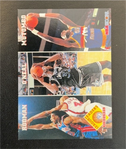1993-94 NBA Hoops #284 Dennis Rodman / Shaquille O'Neal / Dikembe Mutombo — front