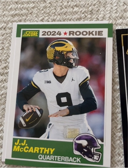 2024 Score #8 J.J. McCarthy Rookie — front