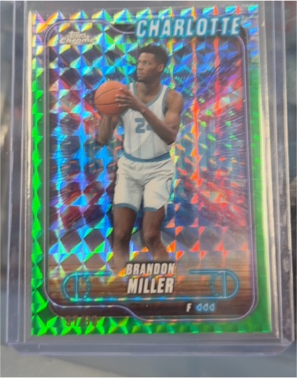 2024-25 Topps Chrome #61 Brandon Miller Green Geometric Refractor — front