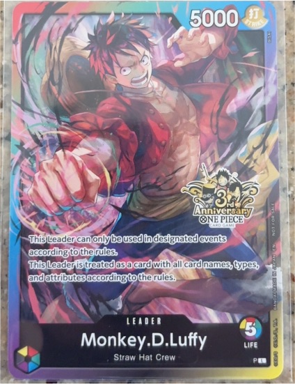 2023 One Piece Card Game #P-011 Monkey.D.Luffy 3rd Anniversary Leader — front