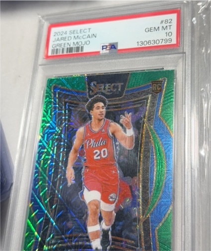 2024 Panini Select #82 Jared McCain Green Mojo Prizm Rookie Card — front