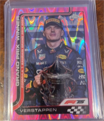 2025 Topps Chrome F1 #93 Max Verstappen Pink Raywave Grand Prix Winner — front