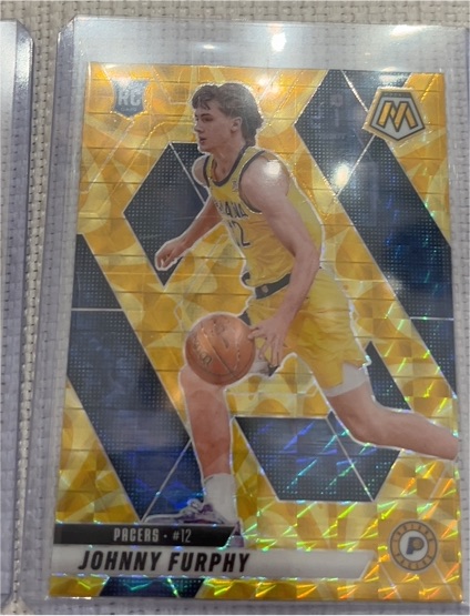 2024-25 Panini Mosaic #202 Johnny Furphy Yellow Reactive Mosaic Prizm RC — front