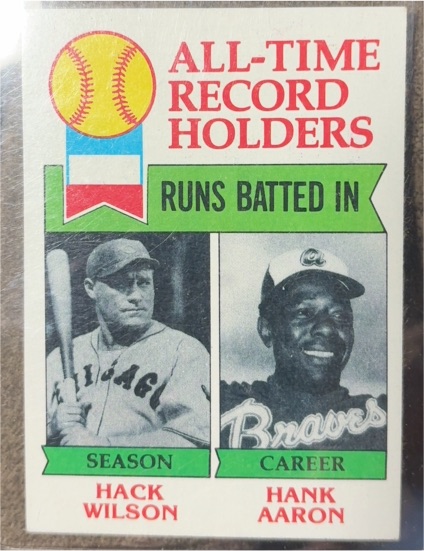 1979 Topps #412 All-Time Record Holders Runs Batted In Hack Wilson / Hank Aaron — front